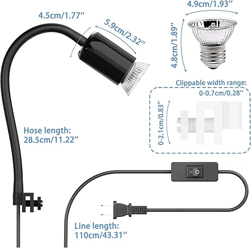 Miniatura 5 de Moonorange Lámpara de calor de reptiles, lámpara de luz UVAUVB giratoria de 360 con 2 bombillas de sol (25 W + 35 W), adecuada para dragón barbudo,