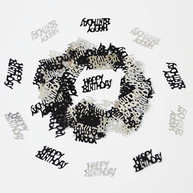 SHATCHI 14 Gram Black & Silver Happy Birthday Confetti Table Scatter Glitz Sprinkles Stardust Bday Party Decorations For Kids Adults, Black and Silver, SHATCHI - 176