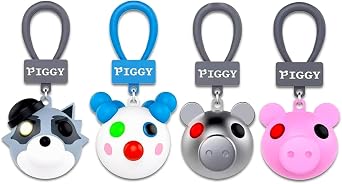 Piggy Mini Figure Blind Box Set - Bundle with 3 Video Game Mystery Keychain Plus Stickers | Piggy Mini FIgure Clips for Kids