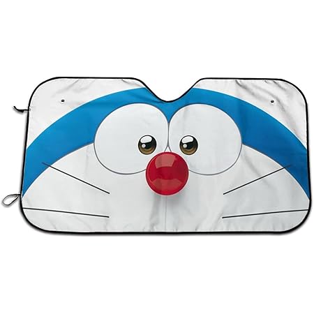 Amazon 車のフロントガラスのサンシェードかわいいドラえもん折りたたみ式フロントウィンドウシールドカバープロテクター車を涼しく保つ51x27 5インチ サンシェード 車 バイク