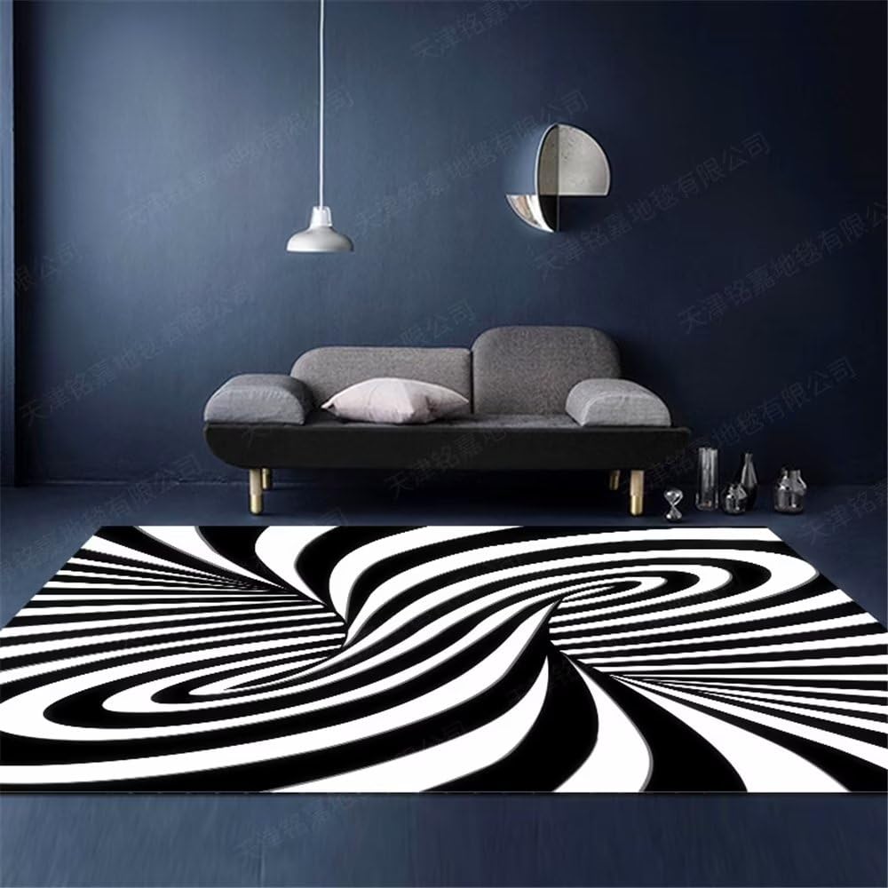 Tapis rectangulaire noir 60x90cm et moquette de salon douce à motif pour chambre