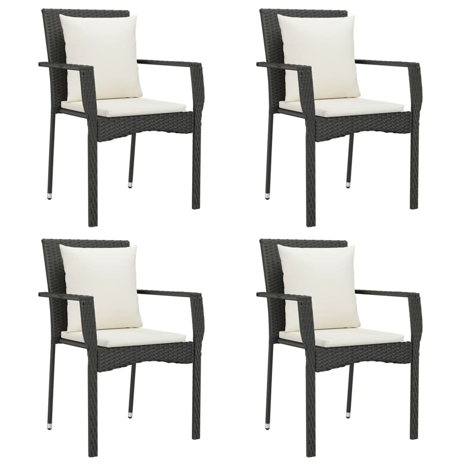 319879 Sedie da Giardino con Cuscini 4 pz in Polyrattan Nere Testata in Legno,Testata Letto Matrimoniale Muebles Dormitorio Spalliera Letto Testiere per Letto Matrimoniale