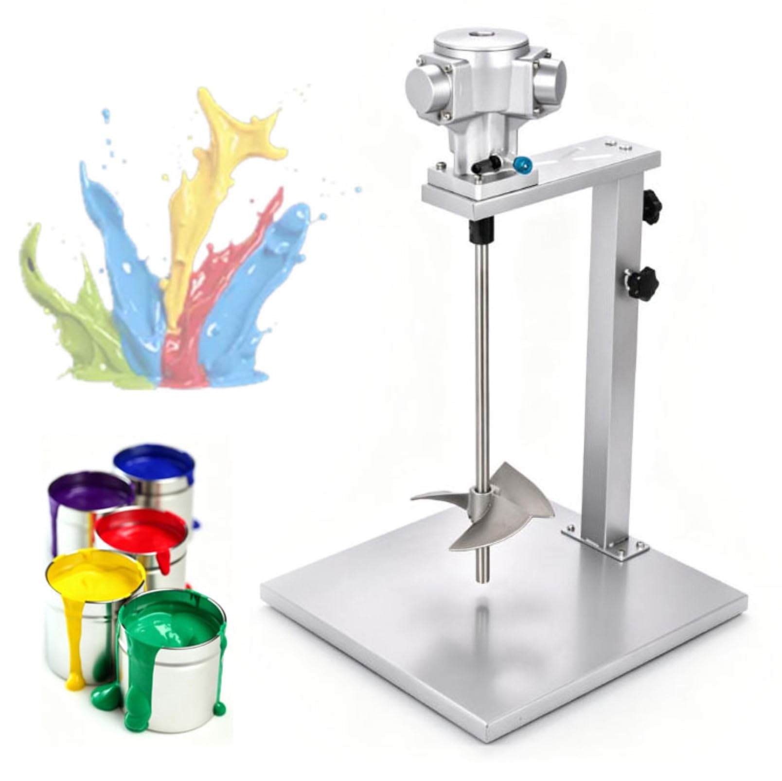 Mezclador de Pintura Neumático de 5 Galones, Velocidad Variable 0-4000 Rpm | Con Soporte Ajustable, Herramienta de Recubrimiento y Dispersión de Tinta Accionada Por Aire(silver)
