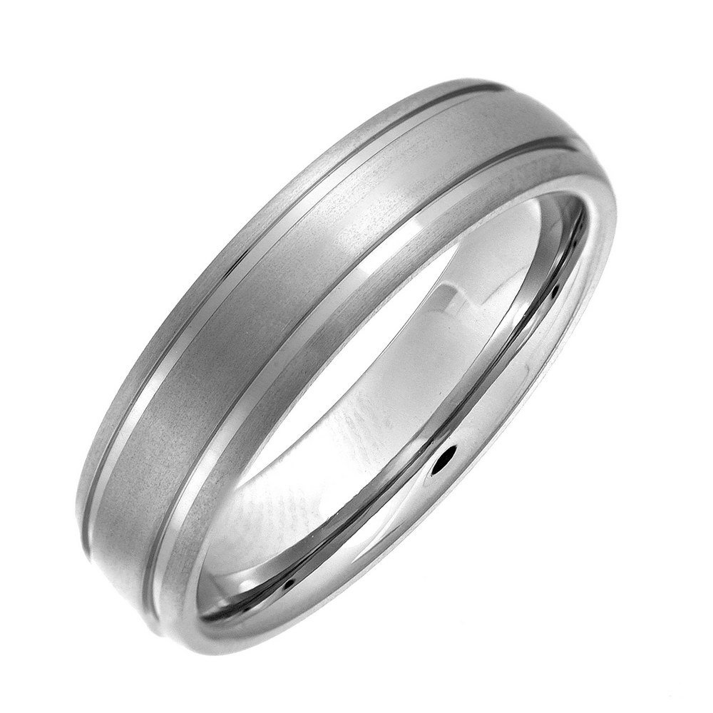 Theia Anillo de Bodas para Damas o Caballeros de 6mm de Tungsteno Libre de Níquel, Mate con Ranuras Pulidas