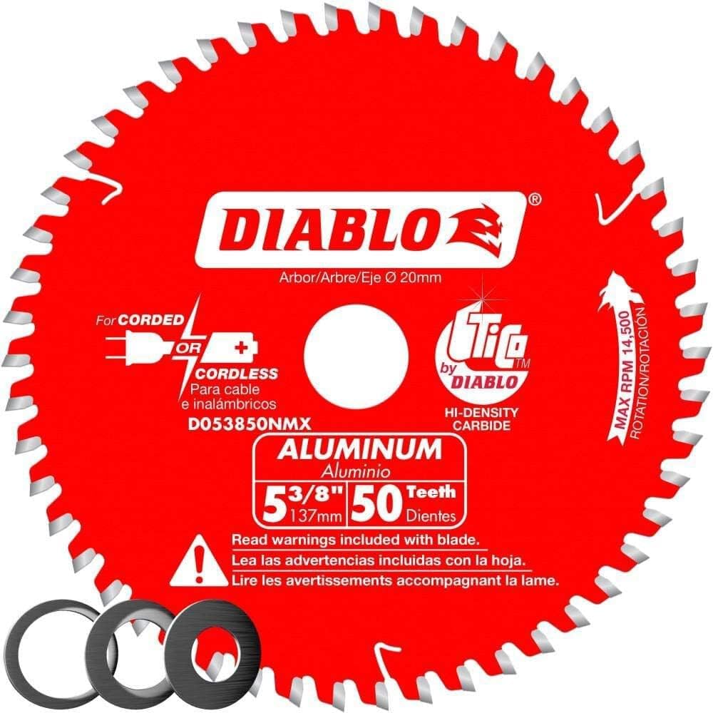 Saw Blade for Medium Aluminum - 5-3/8" Diameter, 50 TCG Teeth, 20mm Arbor, .061" Kerf, -5° Hook Angle, .039" Plate, 14500 Max RPM - D053850NMX