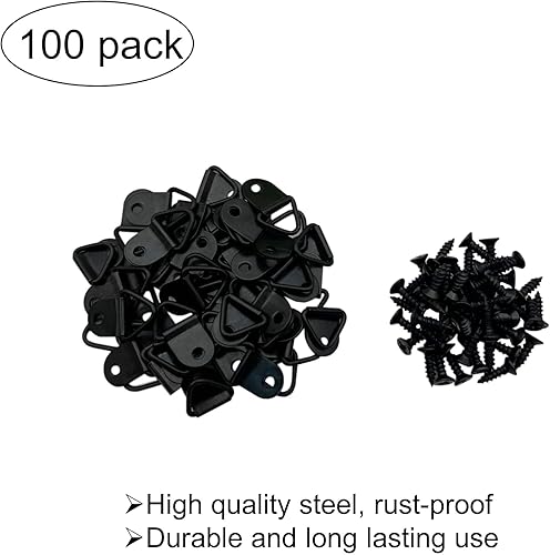 Miniatura 9 de Paquete de 100 ganchos de acero con anillos triangulares pequeños con tornillos, marcos de fotos, soluciones para colgar cuadros de relojes, obras