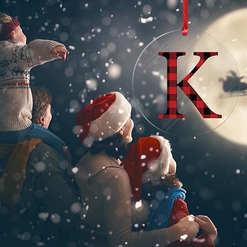 Miniatura 6 de Monograma personalizado con letra K inicial para árbol de Navidad, adorno colgante de invierno, Navidad, vacaciones, Navidad, decoraciones de