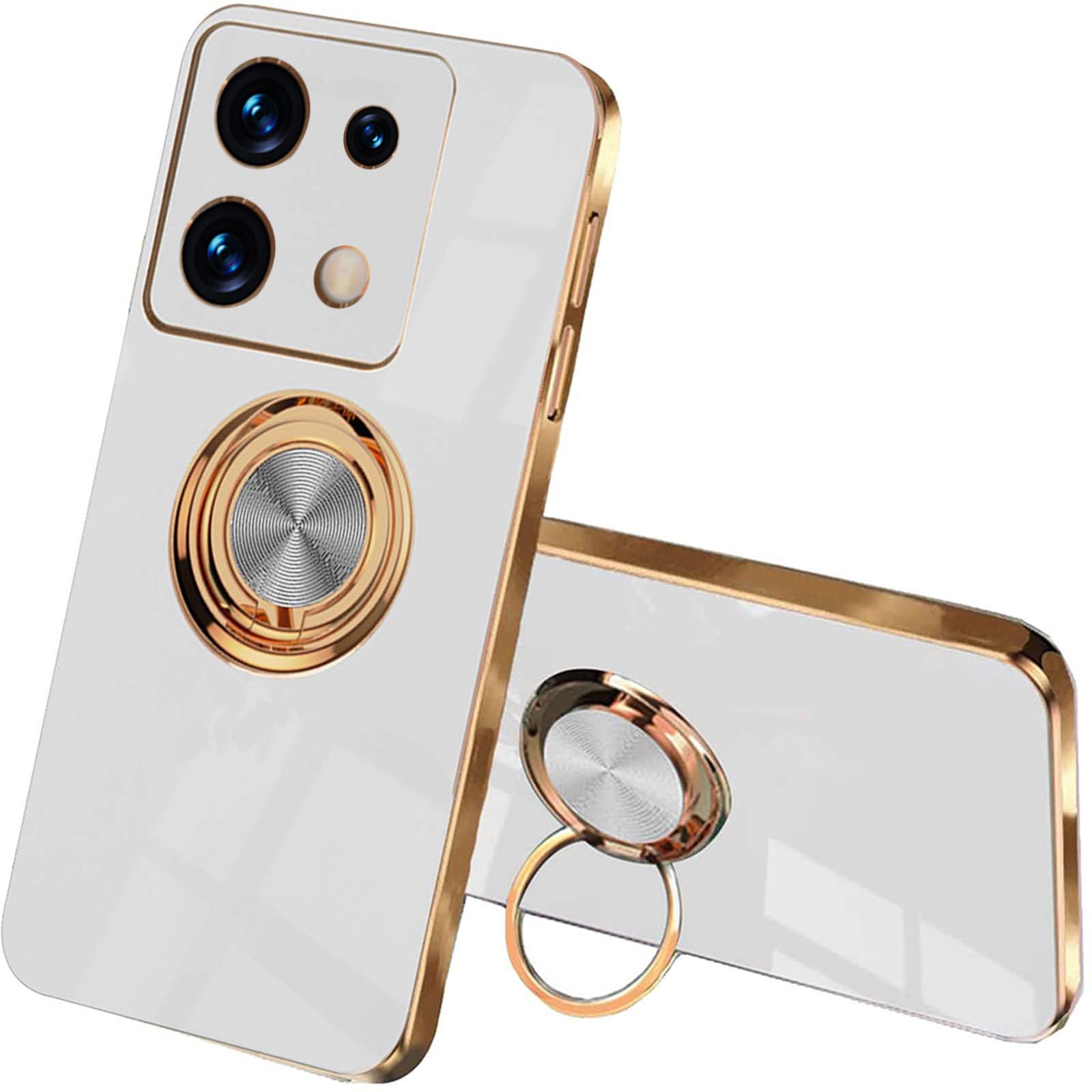 SEAHAI Cover Per Xiaomi 13 Pro – Custodia In TPU Con Glitter E Anello Porta, Nero - 2