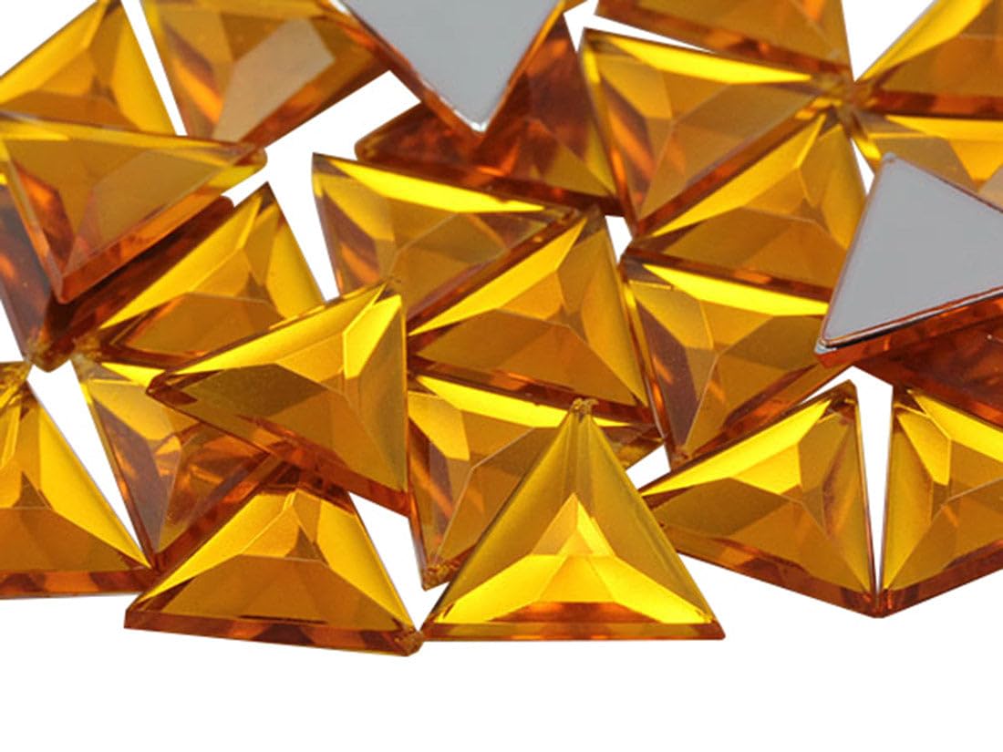 Allstarco Gold Topaz .Tz 13Mm Flat Back Triangle Acrylic Rhinestones Plastic Gems Plastic Costume Jewels Embelishments - 50 Pieces (Gold Topaz .Tz)