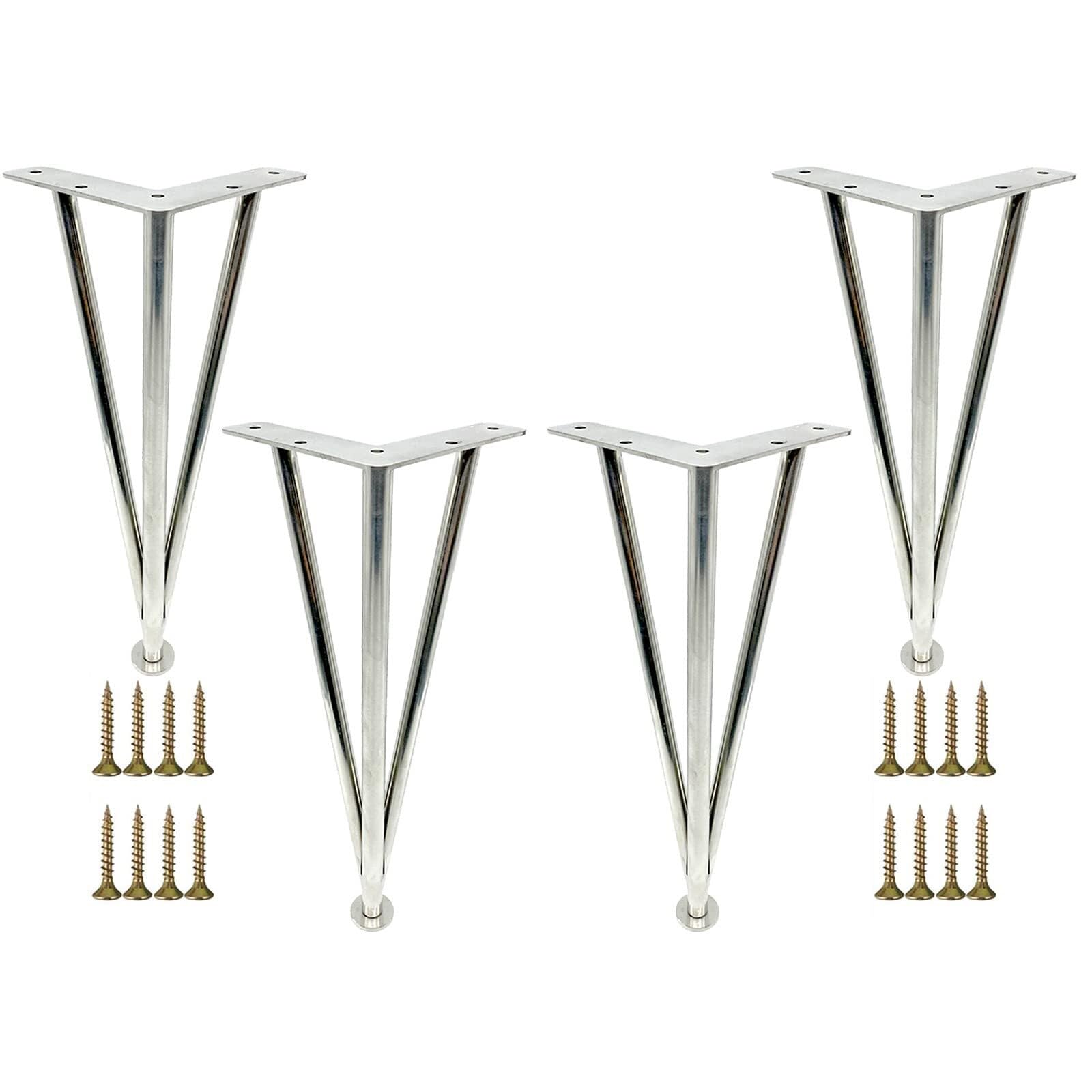 UYHBCNQD 4 Pcs Replacement Legs Set Metal Furniture Legs Furniture Foot Non-Slip Support Legs Adjustable Height Cabinet TV Stands Feet(Silver,40cm/15.7in)