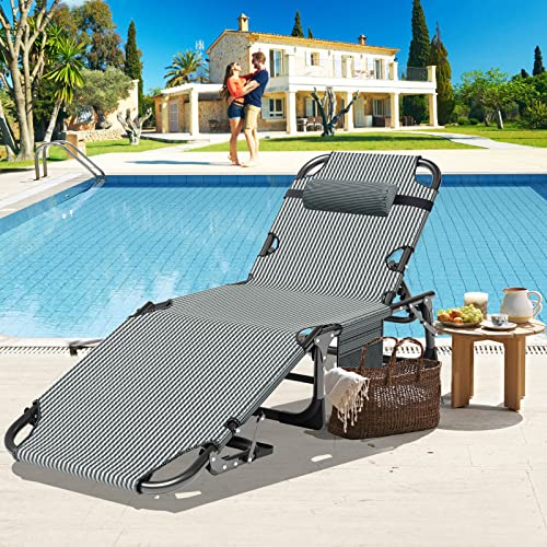 Aboron 2Pack 4-Gear Folding Lawn Chairs Chaise Lounges Portable&Adjustable Patio Beach Poolside Sun Tanning Sunbathing Lounge Chairs #TOP6