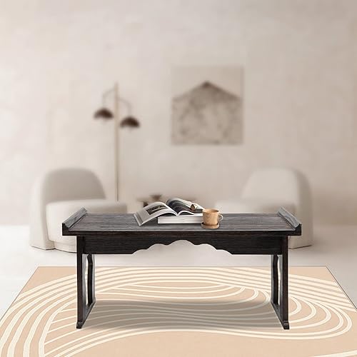 Bandeja plegable de madera para mesa de cama estilo granja, escritorio para computadora portátil con patas plegables, mesa de piso de madera