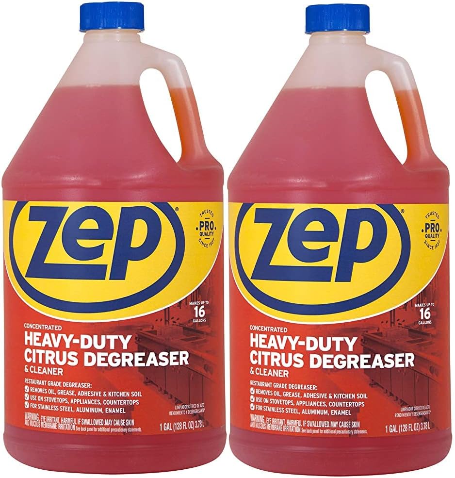 Zep Heavy-Duty Citrus Cleaner and Degreaser - 1 Gallon - ZUCIT128CA - Restaurant Grade, Removes Oil, Grease, Adhesive, and Kitchen Soil on Stovetops, Appliances (2)