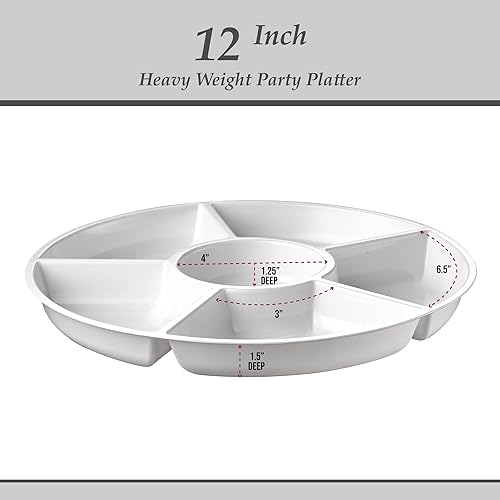 Vista 83 de Plasticpro 6 bandejas seccionales redondas de plástico para servir/platos transparentes, paquete de 2 Claro