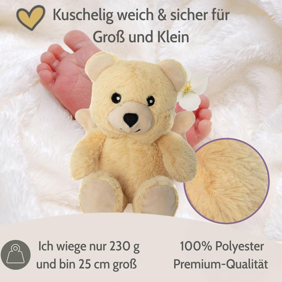 Habibi Premium Midi Deluxe – 2032 - Orso angelo custode con ali con sacchetto di grani estraibile, cuscino termico per riscaldare nel forno a microonde