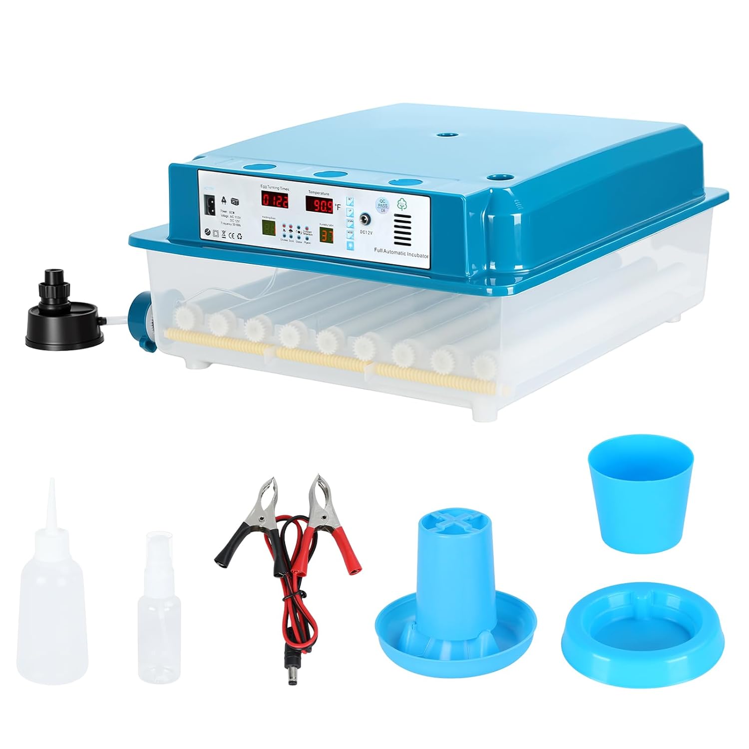 Incubators for Hatching Eggs,64 Egg Incubator with Automatic Turner, Digital Temperature & Humidity Control, Dual Power for Hatching Chicken, Duck, Goose, Bird, Quail Eggs