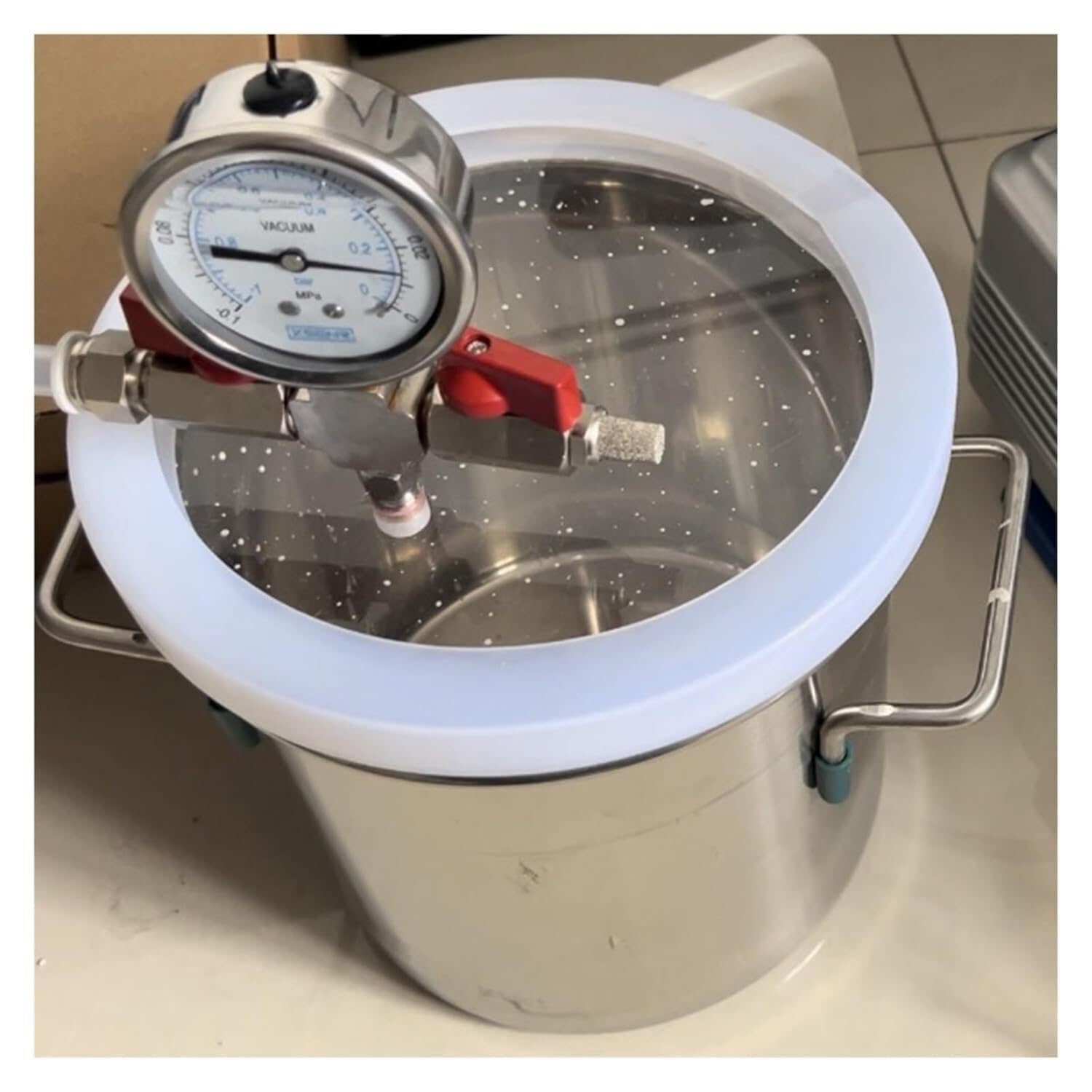 Stainless Steel Vacuum Chamber Without Pump,Extra Large Vacuum Degassing Chamber with Clear Acrylic Lid,for Epoxy Resin Casting，Plaster Degassing,(6L/2Gal)