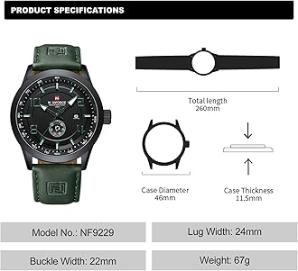 NAVIFORCE Sport Watches for Men Leather Band Waterproof Quartz Analog Wristwatch Easy to Read with Auto Date