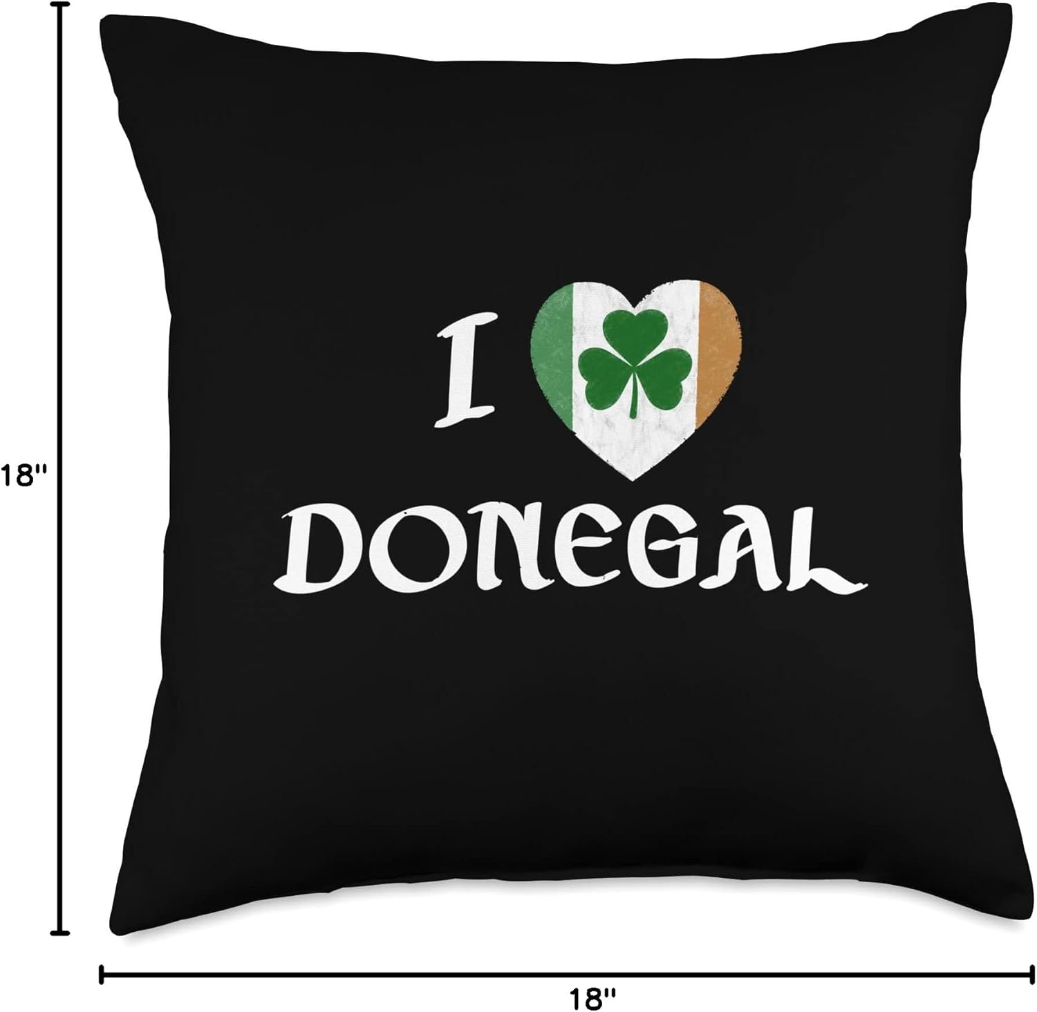 I Love Donegal Ireland Eire Flag Heart Shamrock Irish Throw Pillow