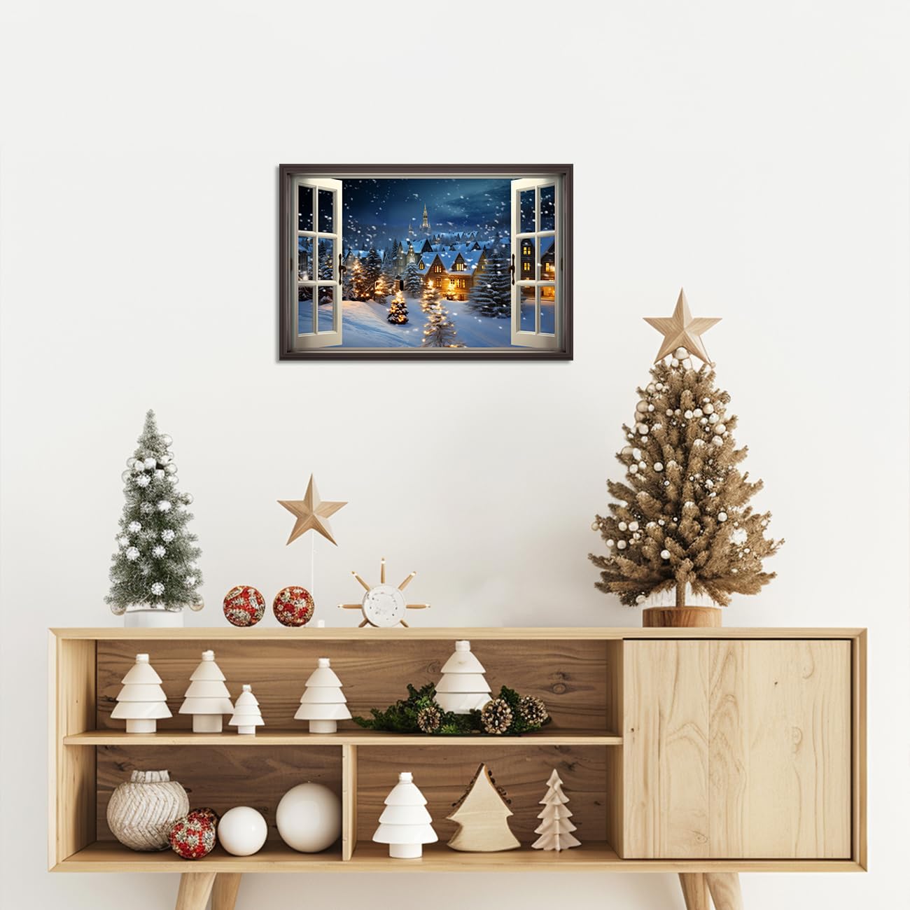 冬のクリスマス風景キャンバスアート Amazon.co.jp: ZQQART クリスマス風景 キャンバス ウォールアート 雪の