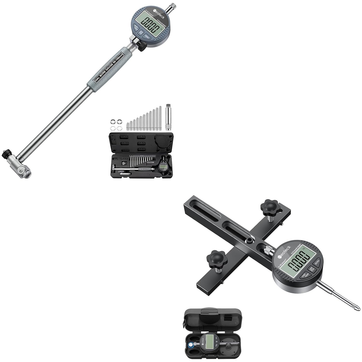 Neoteck 2-6" Digital Bore Gauge Set+1'' Digital Indicator Table Saw Gauge