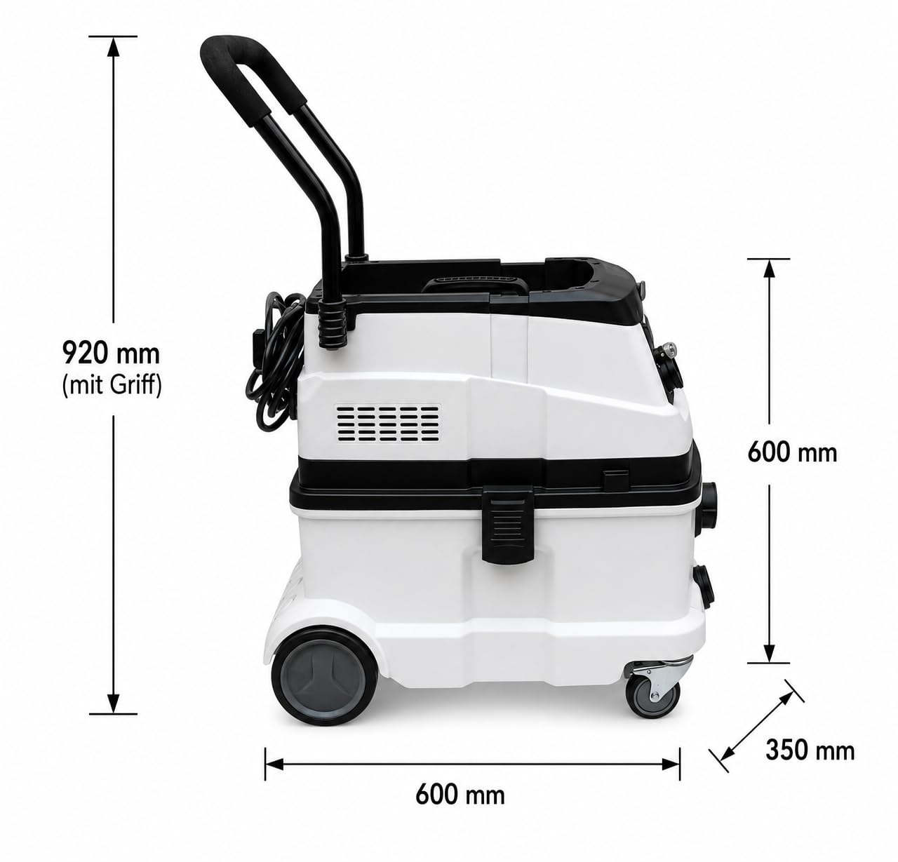 Aspirador industrial 1600 W | Depósito 40 l, 230 V | Con mando a distancia, arranque, y conexión de aire comprimido