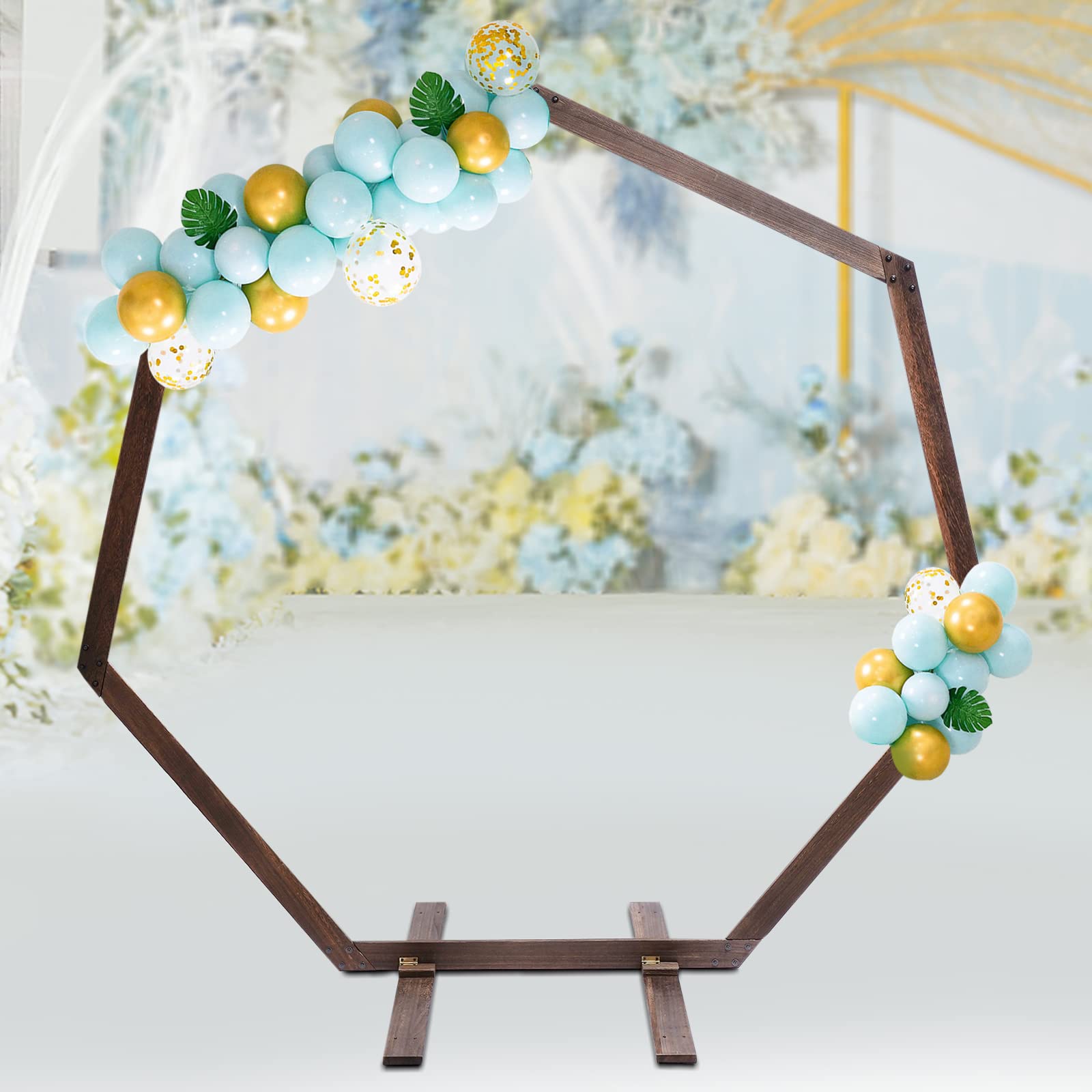 2.4M Holz Hochzeitsbogen Ballongirlande Ballonbogen Ballon Ständer Hochzeit Deko Bogen Traubogen Rosenbogen Dekoration Luftballon Ständer für Hochzeit Party