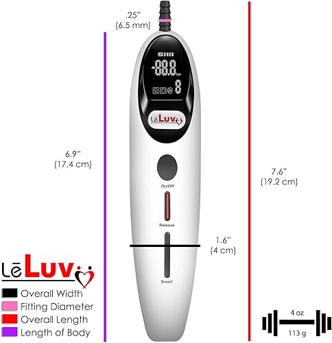 Miniatura 5 de LeLuv Magna LCD Smart Aspiradora de Mano Controladora Bomba de Vacío USB Recargable Modos Programables o Manuales - Suave Rojo de Silicona