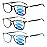 Sumkyle 3 Pack Progressive Multifocus Reading Glasses for Men Women Blue Light Blocking Spring Hinges Computer Readers (3 Mix, 1.75, multiplier_x)