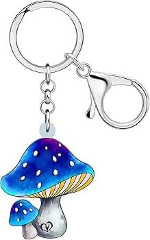 WEVENI Cute Mushroom Stuff Acrylic Mushroom Keychain Plant Keyring