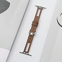 Vista 4 de Slim Leather Band Compatible with Apple Watch Band 38mm 40mm 41mm 42mm 44mm 45mm 46mm 49mm Women, Soft Iwatch Band Unique Breathable Replacement