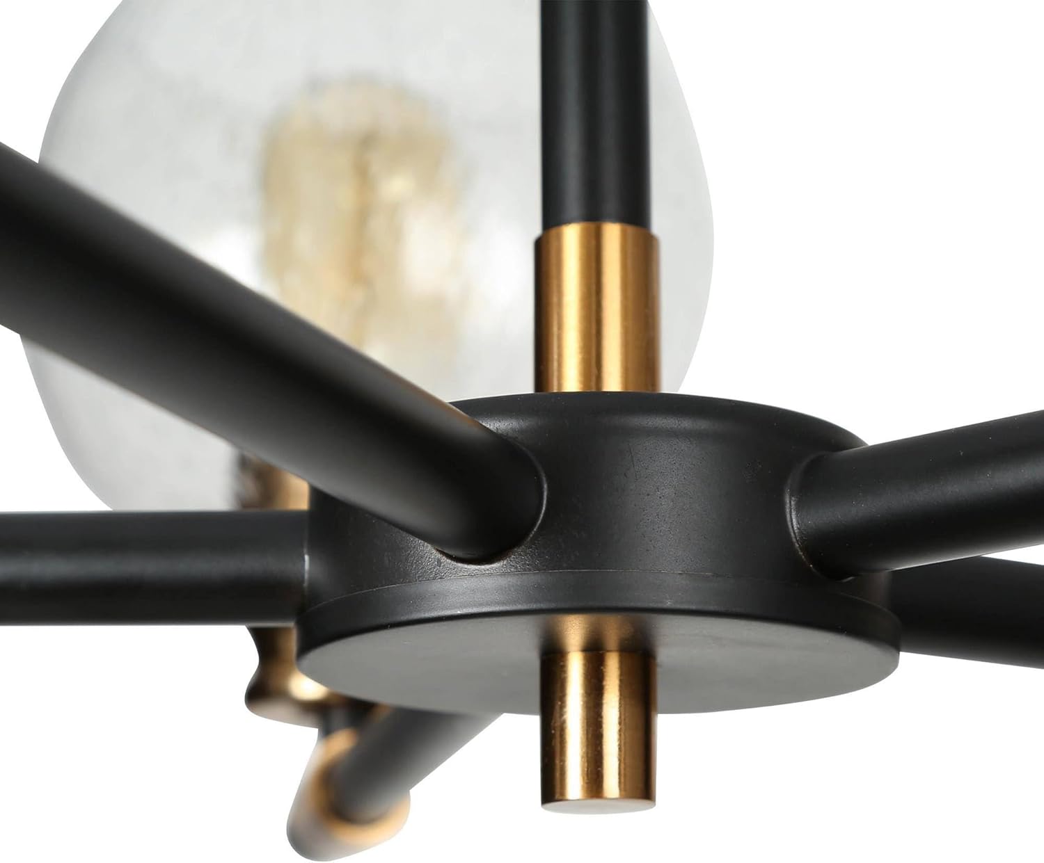 KSANA Chandeliers for Living Room, 5 Light Mid-Century Modern Chandeliers with Seeded Glass, Black Gold Globe Chandelier for Dining Room, Kitchen, Bedroom