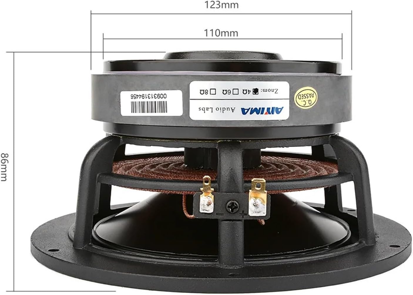 OYFUFFAER 6.5 Inch Midrange Woofers HiFi Sound Speaker 4 8 Ohm 100W Bass Aluminum Music Loudspeaker DIY Speakers for Bookshelf(Orange 4 Ohm Speaker)