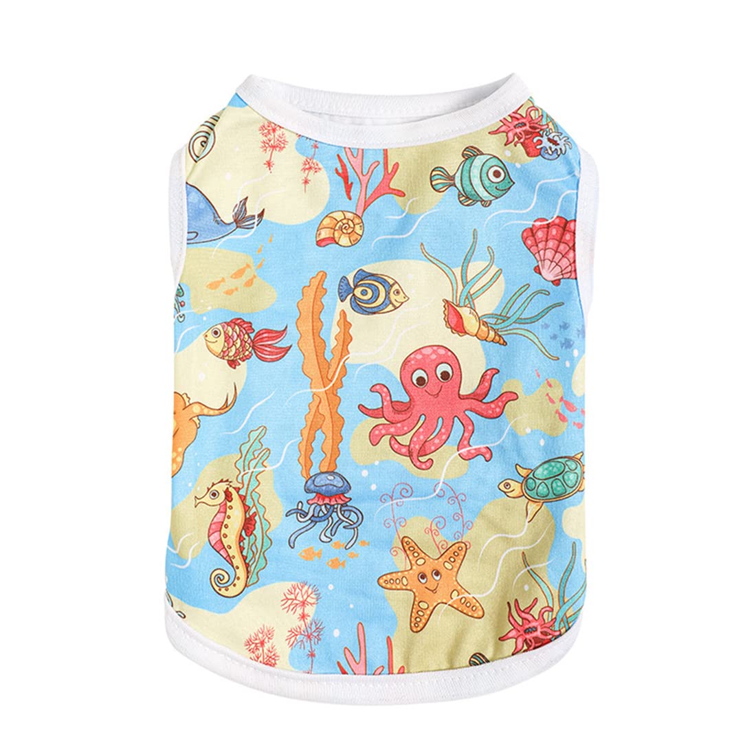 FUNAT Summer Dog Vest, Cat Summer Print Thin Shirt Vest, Dog Summer T-Shirt, Cute Cartoon Summer Vest for Cats and Small Dogs
