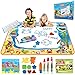 Produktbild Pachock Aqua Magic Doodle Matte, 100 x 70 cm Wasser Doodle Matte mit 8 Stempelset 1Wasserzeichenbuch und 4 Magic Stifte, Wiederverwendbare Wasser Malmatte für Kinder Baby Mädchen Jungen Geschenke