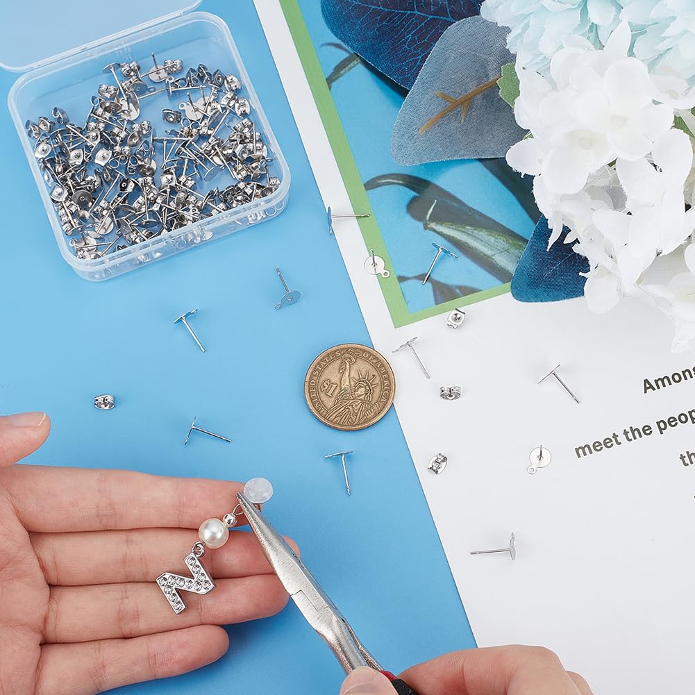 Lotto Da 2 A 30 Viti Per Orecchini In Acciaio Inox, Rotonde E A Vite. Accessori Fai Da Te Per Piercing.