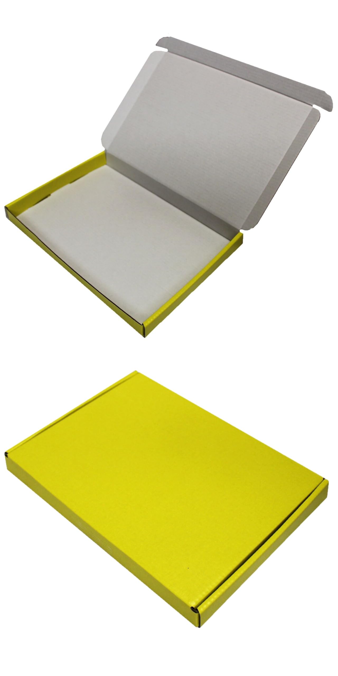 MEG4TEC 50 Pack Shipping Coloured Boxes A5/C5 Cardboard Large Letter PIP Mailing Gift Box (Yellow, C5 (22.5cm x 16cm x 2cm))