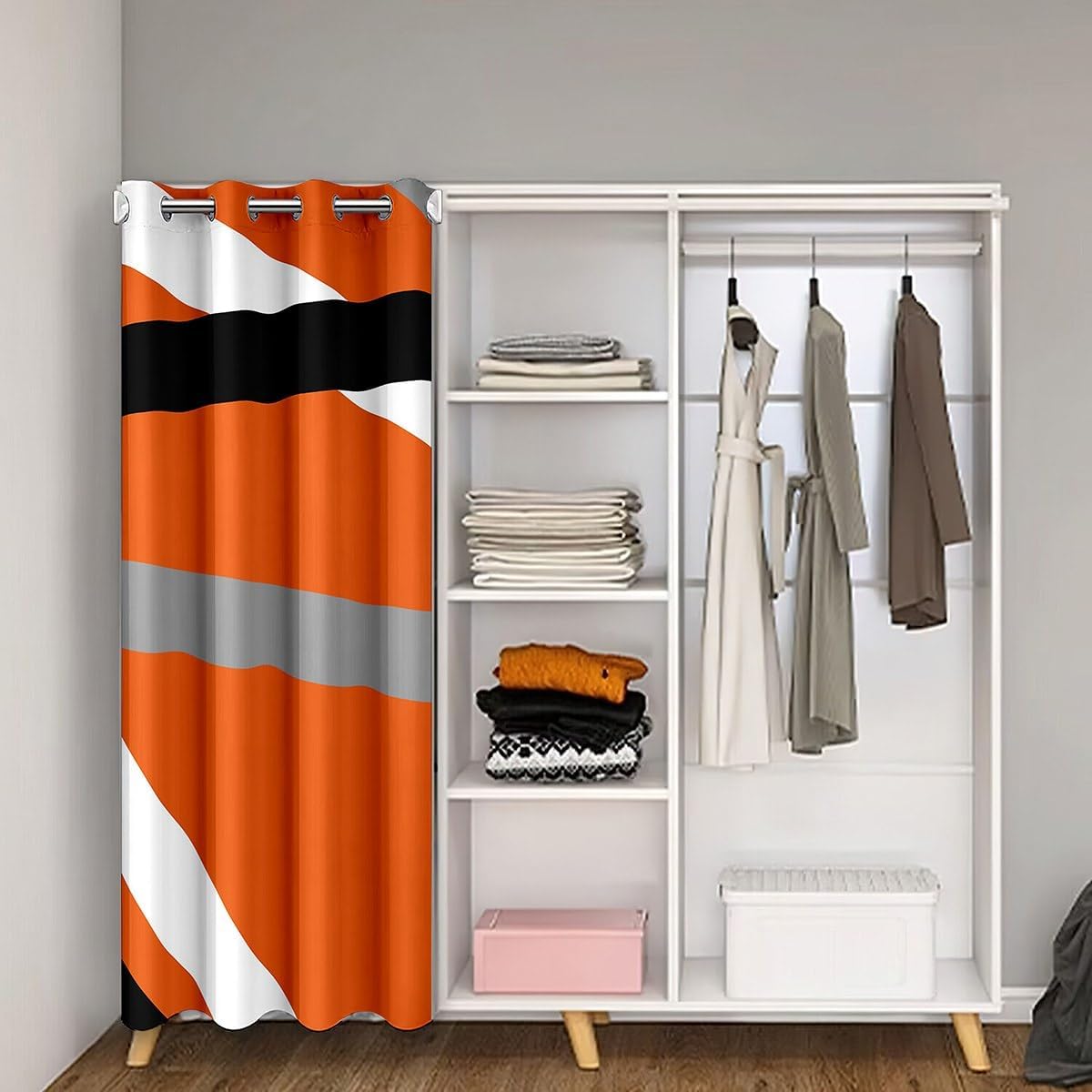 Erosebridal Orange Gray Black Striped Queen Sheets Modern Abstract Bed Sets Geometric Lines Sheets Aesthetic Boho Flat Fitted Sheet