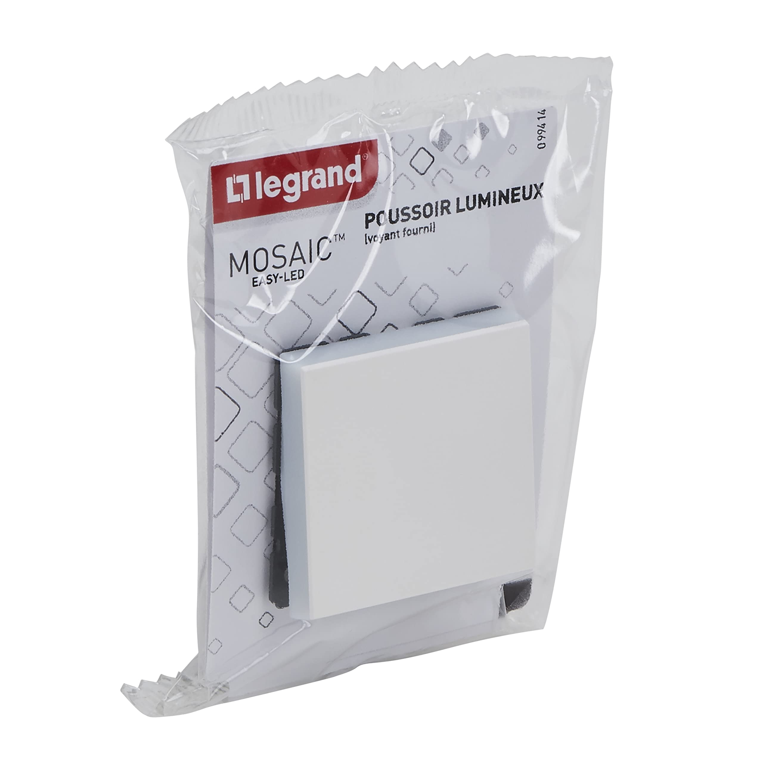 Legrand - Poussoir lumineux avec voyant Mosaic Easy-Led 6A 2 modules - blanc