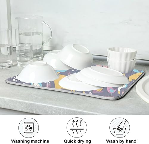 Miniatura 7 de Cute Forest Animals Drying Dish Mat Washnable Absorbent Dish Draining Mat For Kitchen Counter Dish Drainer Pads Tapete Para Cocina 16'' x 18''