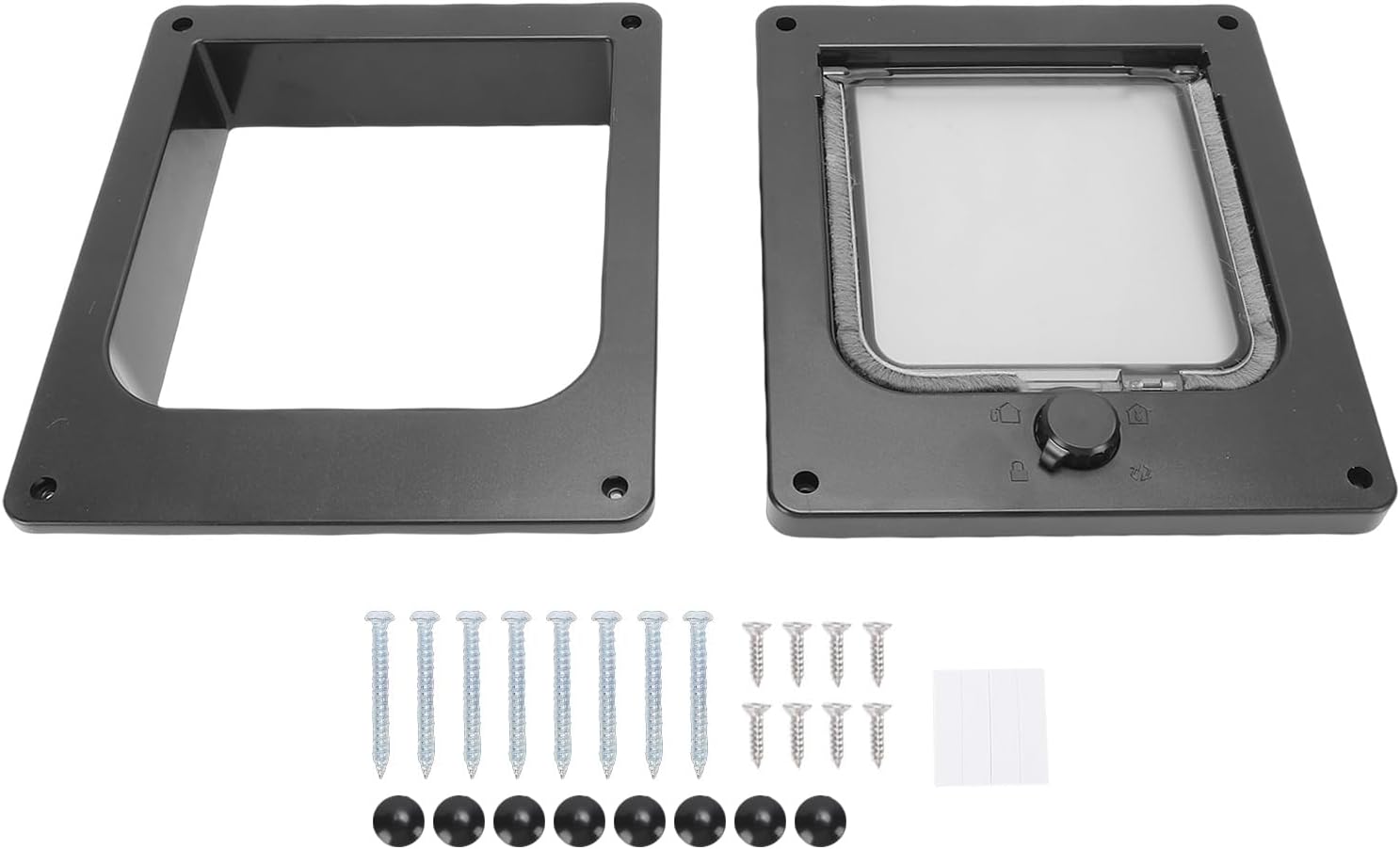 Focket Cat Door, 4 Way Locking Security Pet Door, Interior Cat with Weatherproof ABS Frame and Installation Template for Interior Exterior Doors and Windows (L)