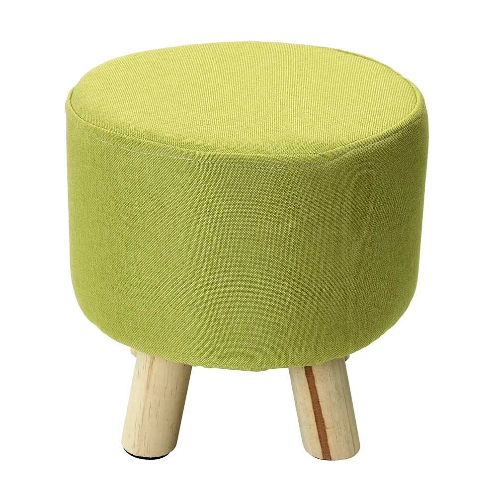 YATAI Round Footstool Ottoman Upholstered Pouffe Footrest Chair Change Shoe Solid Wooden Stool Removable Linen Cover Design for Body Support Durable Comfortable Footstool Pouffes Chair (Lime)