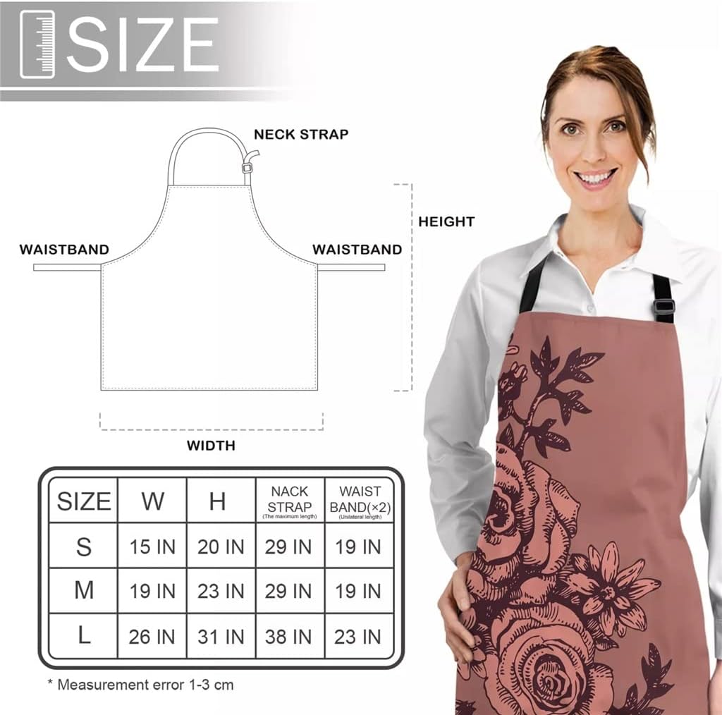 Vintage Flower Roses Aprons for Women Men Kid Cooking Baking Apron Kitchen Utility Equipment Accessories