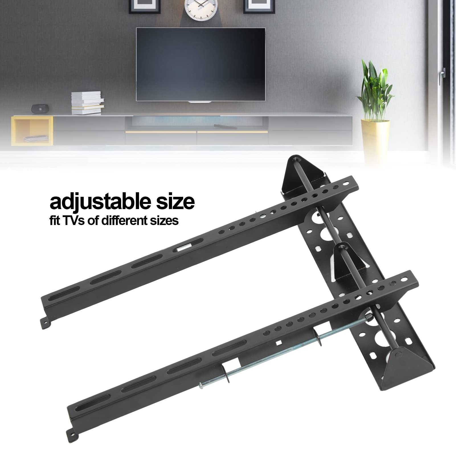Supporto da Parete per Monitor TV, Staffa di Montaggio TV Universale, Cuscinetto di Carico Grande, Staffa Regolabile, Salvaspazio, Staffa di Montaggio per TV di Diverse Dimensioni (Nero)