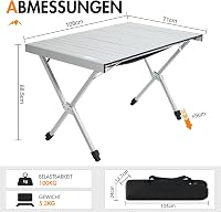 Portal Összecsukható Camping Asztal 108x71cm Alumínium Magasságállítható Hordozható 2