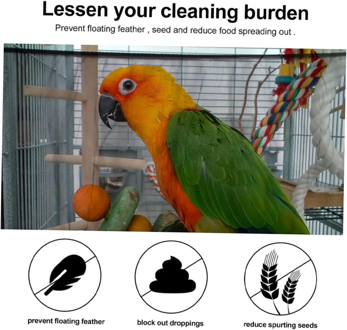 VICASKY 6pcs Birdcage Netting Dust Cover Breathable Mesh Gauze Bird Cage Cover for Parrots and Birds Easy to Install Clean Washable and Reusable