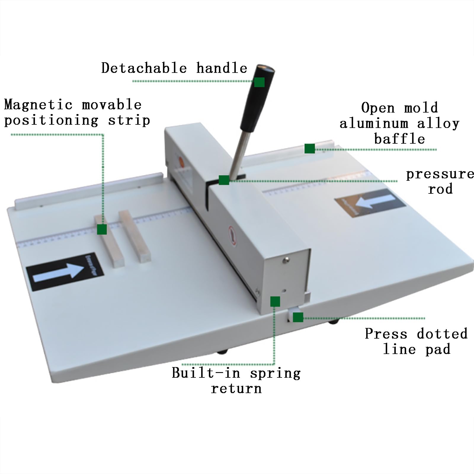 Máquina plegadora manual, máquina de doble uso con sangría de línea punteada de 340 mm, máquinas plegadoras de tarjetas con profundidad de pliegue ajustable para documentos, tarjetas, fotos, invitacio