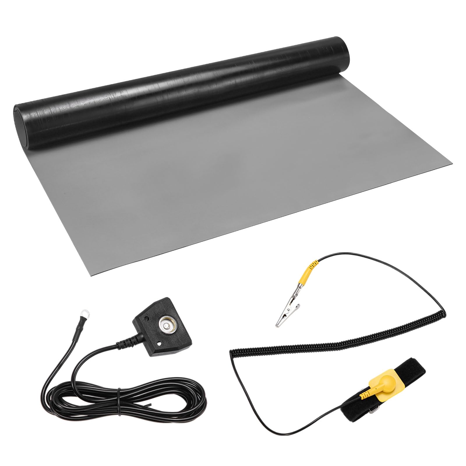 sourcing map Kit di tappetini antistatici con polso ESD e filo di terra, 61 x 121,9 cm, in PVC, per saldatura ESD per riparazione elettronica di computer, telefoni, aggiornamenti di edifici di casa