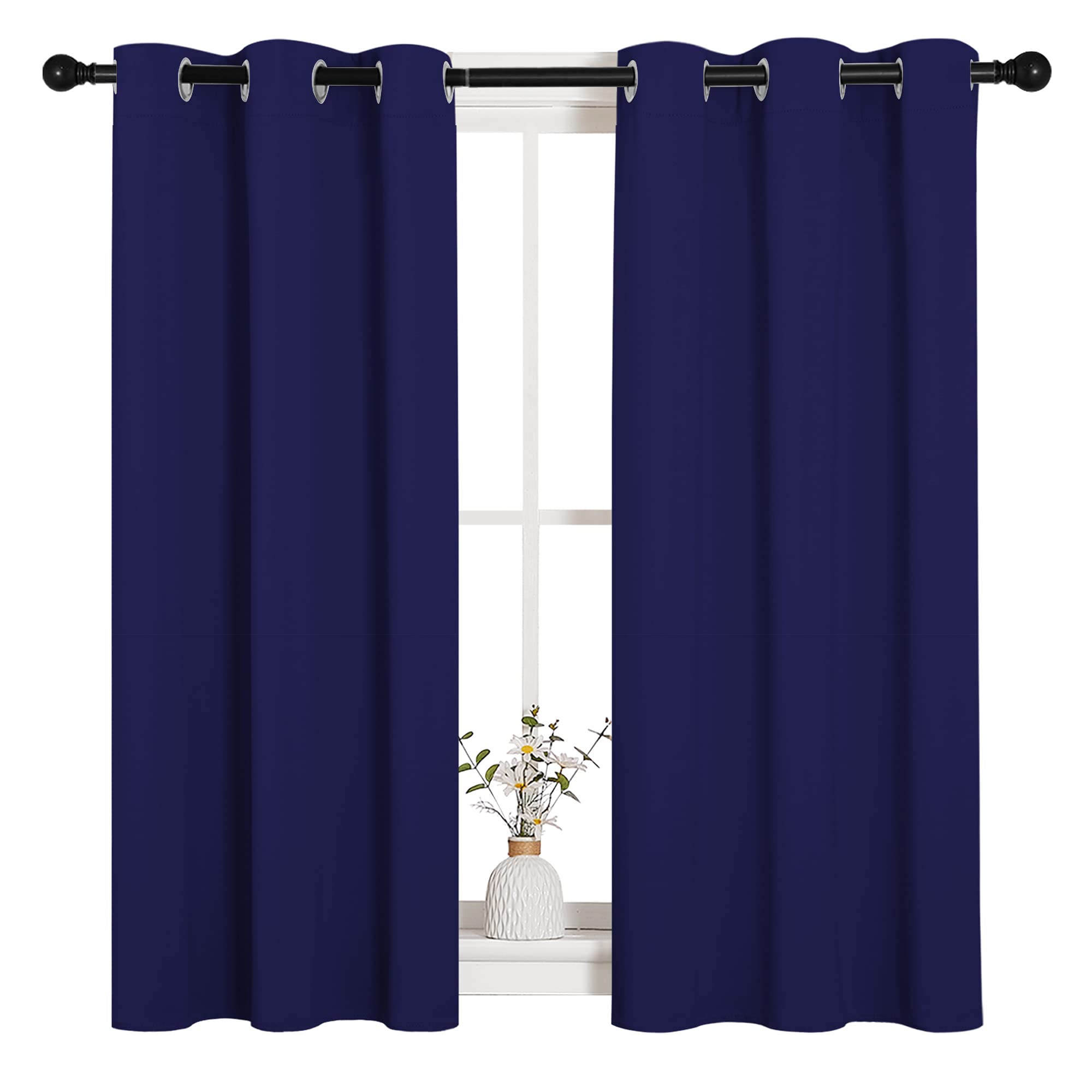 NICETOWN Blackout Draperies Curtains, All Season Thermal Insulated Solid Grommet Top Blackout Curtains/Drapes for Kid's Room (Royal Blue, 1 Pair, 34 x 45 inches)