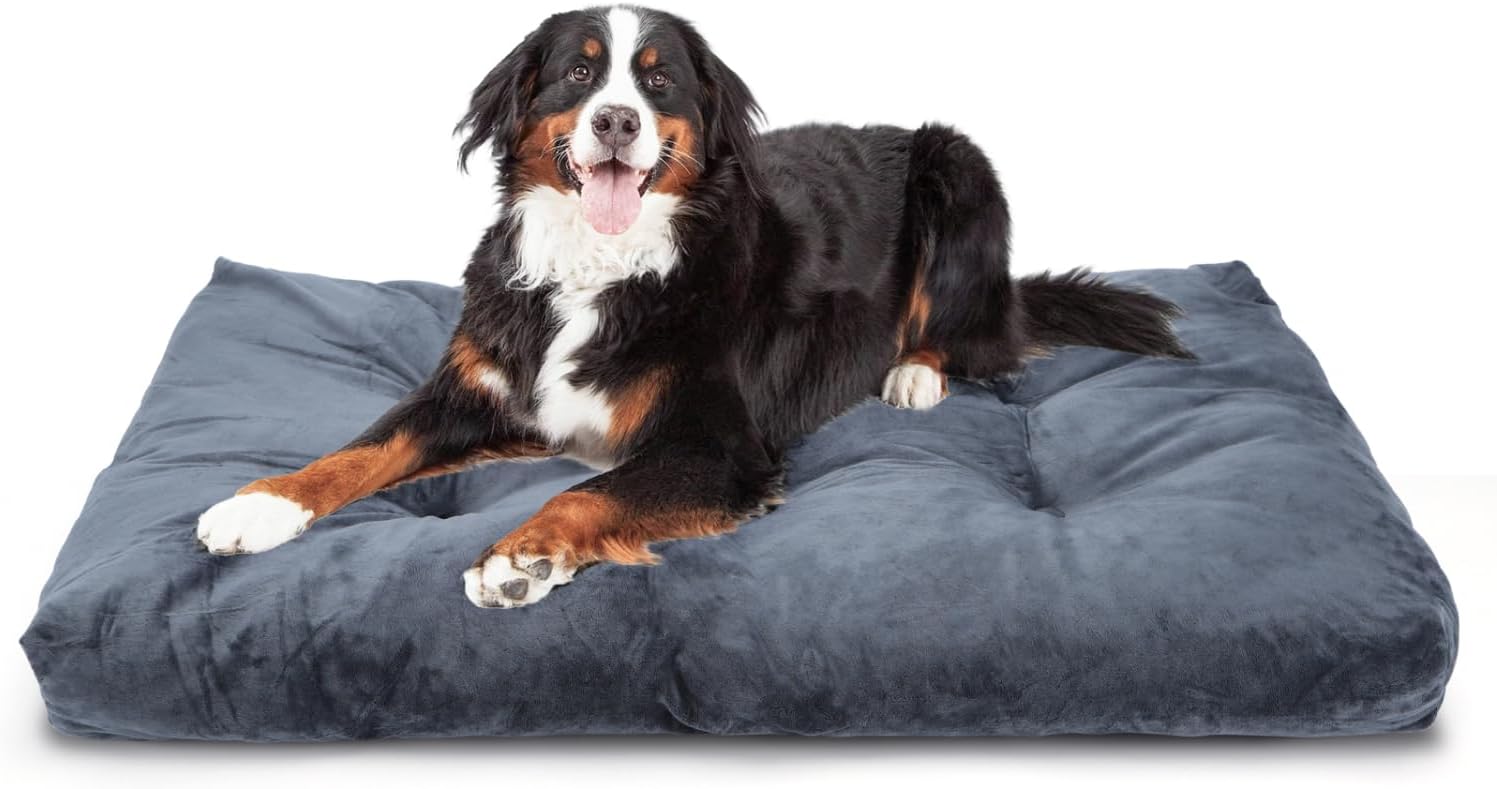 Nobleza Cuscino per Cani Taglia Grande, Cuccia Cane Interno, Materassino Cane Morbida, Lavabile in Lavatrice, Lettino per Cani con Fondo Antiscivolo, Grigio Scuro, 122x74cm